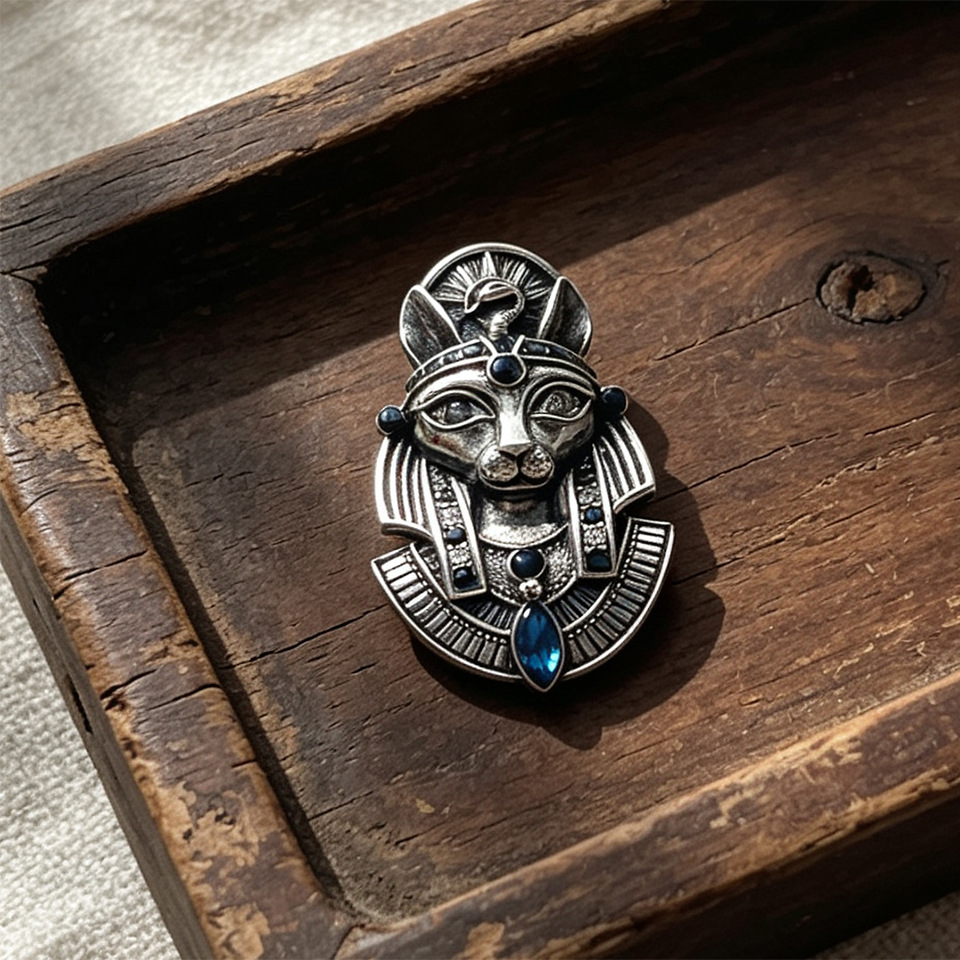 Cosplay Prop - Mittelalterliche Halloween-Bastet-Cosplay-Requisite, Brosche, Anstecknadel, antikes Finish,